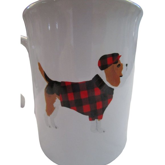 Cozyin Up With My Beagle In Red Black Plaid Coat Mug by Fringe Studio EUC - Picture 2 of 10